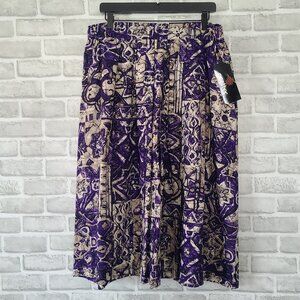 Vintage 80s 90s Panther Purple Batik Print Skirt NEW NOS 18 Womens Resort Tropic